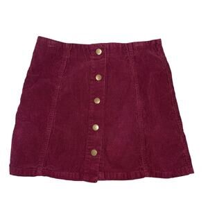 Choles skirt Button Front Corduroy Burgundy/Maroon colored mini skirt SZ M